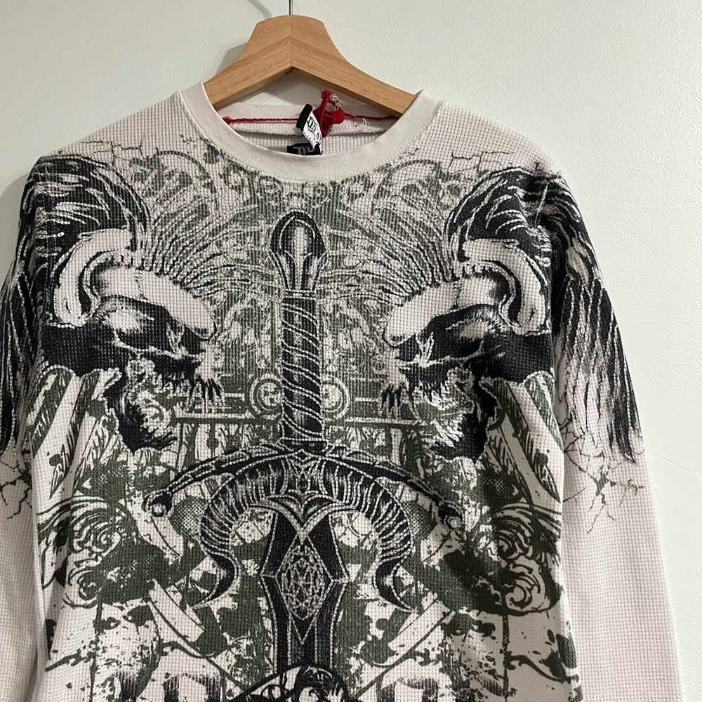Graphic Print Long Sleeve Shirt y2k